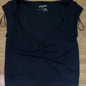 Garage Black Ruched Front Crop Top XS